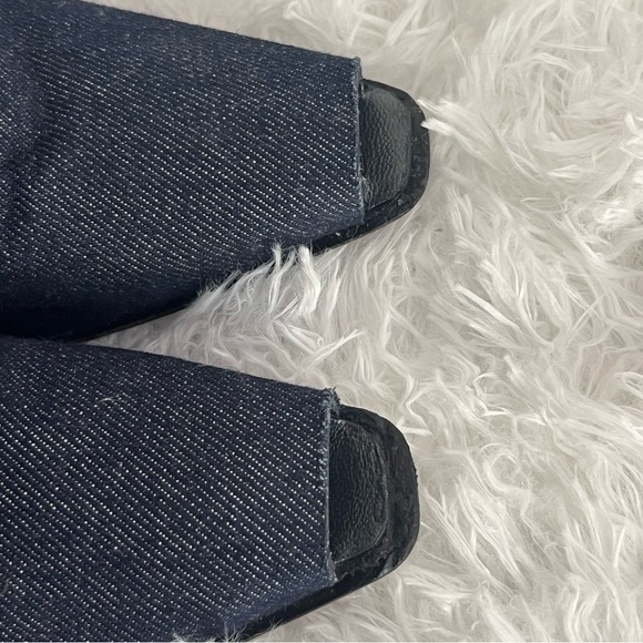 Stuart Weitzmen Peep Toe Denim Upper Leather Boots 8.5 - Picture 8 of 13